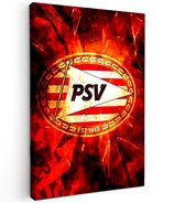 Peinture sur toile - PSV - Feu et loyauté - 90x60 cm - Art abstrait - Décoration d'intérieur - Peintures murales de Cuisine - Accessoires de Décoration murale - Intérieur de la chambre - Football
