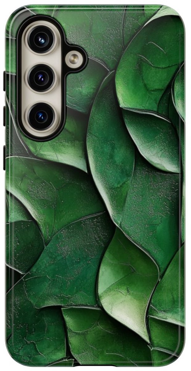 Groen Gesculptuurd Bladmotief – Telefoonhoesje Geschikt voor Samsung Galaxy S24