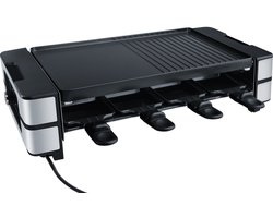 Steba RC180 Gourmetstel met omkeerbare Grill & Bakplaat - Raclette - Crepemaker 8 personen - 24x40 cm - PFAS-vrije coating - Regelbare thermostaat - incl. 8 spatels en pannetjes
