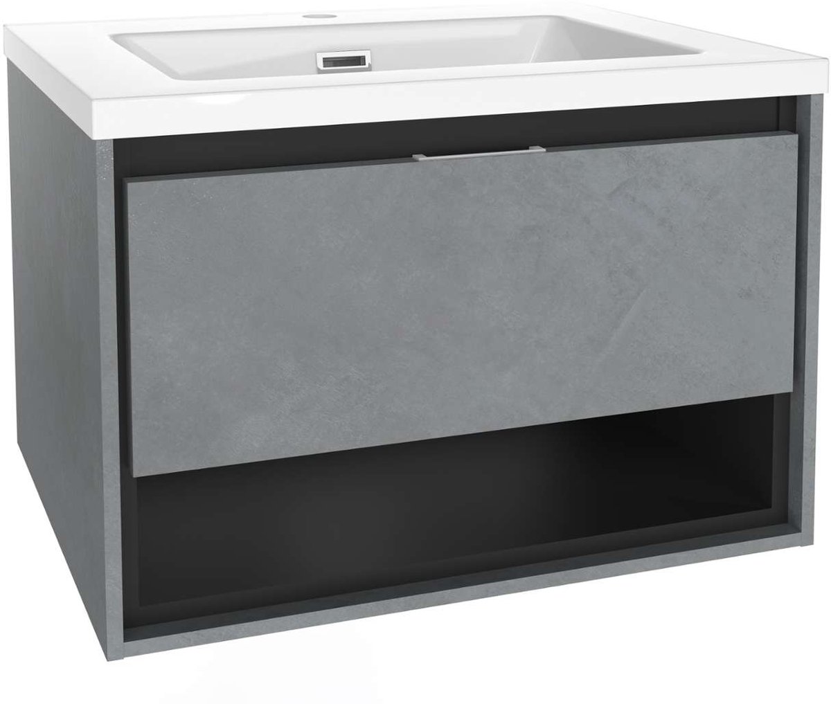 kielle Meara - Kast met wastafel 60 cm, beton/matzwart 50026S605