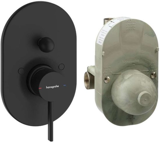 Hansgrohe - Doucheset met inbouwthermostaat, met hoofddeel, diameter 36 cm, 3 jets, mat zwart Hansgrohe - Doucheset met inbouwthermostaat, met hoofddeel, diameter 36 cm, 3 jets, mat zwart