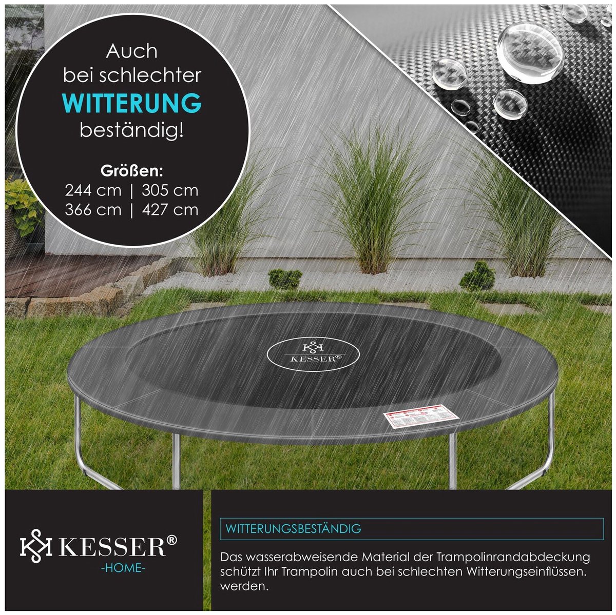 KESSER® - Trampolin Randabdeckung 244 , 305 , 366 , 426 cm , 30cm breit 100% UV-beständig reißfest Federabdeckung , Grün , Blau online kaufen bei Netto