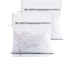 Netwaszak - waszakkenset - 2 netwaszakken voor wasmachines - waszak met rits - extra dikke waszak - grove netzak - delicate waszak voor wasgoed, sokken, overhemden - grijs - 30 x 40 cm