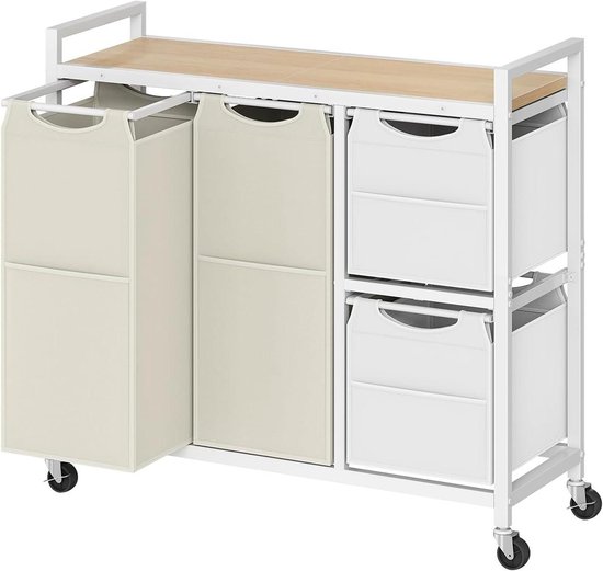 HOOBRO Wasmand, Wasmand met Plank, Waswagen met Wielen, Oxford Doek