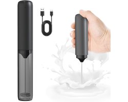Elektrische melkopschuimer - Handmatige melkopschuimer- Op batterijen - Oplaadbaar via USB - Draagbaar voor kamperen - Zwart -Geschikt voor koffie, latte, cappuccino, smoothies, warme chocolademelk, zwarte thee