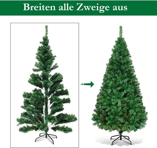 Kunstkerstboom 180 cm met metalen standaard - PVC kerstdécoratie voor thuis en kantoor