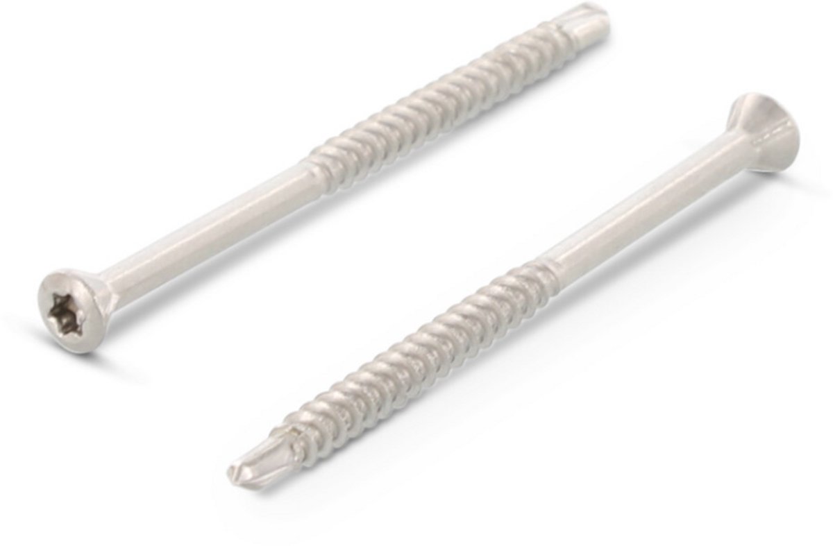 Schäfer en Peters Glaslatschroef Versterkte kop TX10 - 3.2 x 50/30 mm (200 stuks) - RVS A2 - Deeldraad - Boorpunt