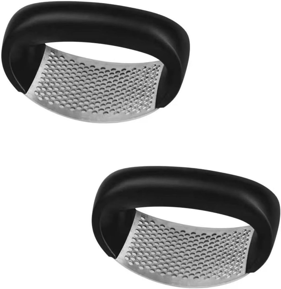 2 stuks roestvrij stalen knoflook compressorrocker - nieuwe knoflook perskoppen - knoflook cutter rocker - knoflook molen keukenhulp (zwart)