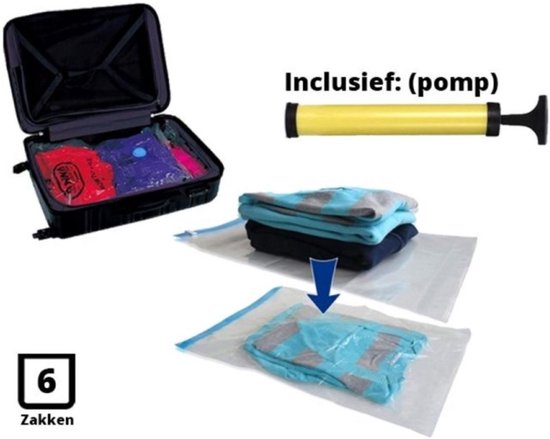 Basics Lot de 6 housses de rangement sous vide avec pompe manuelle (2 taille XL, 2 taille L, 2 taille M
