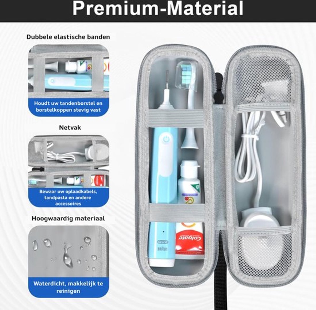 Reisetui voor tandenborstels van Oral-B/Philips Sonicare. Harde EVA-beschermhoes. — afbeelding 2