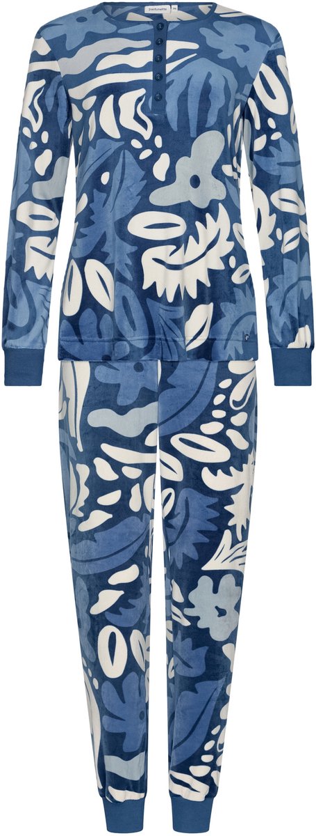Pastunette Blue Bloom - Pyjama/Huispak - Velours - Blauw
