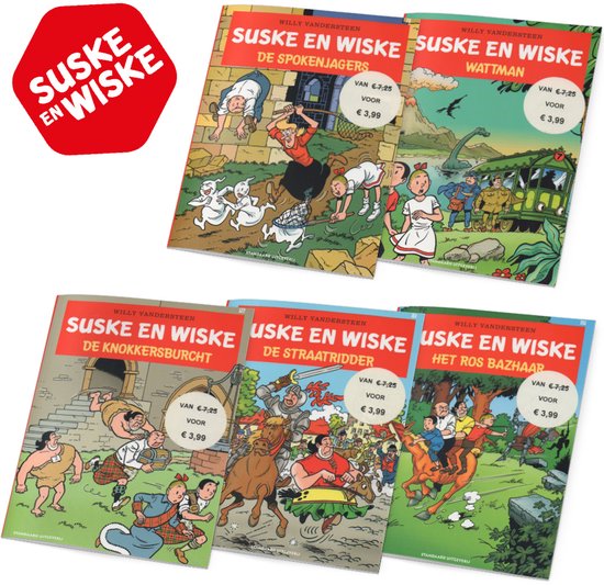 Suske en Wiske - Voordeelbundel van 5 Suske en Wiske stripboeken - Nummers: 70, 71, 83, 127 en 151 - Stripboeken voor kinderen en volwassenen