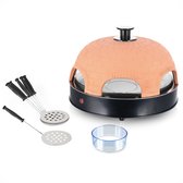 Emerio Pizzarette Origineel - 6 Persoons Pizza Oven - Handgemaakte Terracotta Koepel - 6 Geïsoleerde Bakspatels - RVS Bakplaat - Gourmetstel met Cool touch - PO-115984 1200W