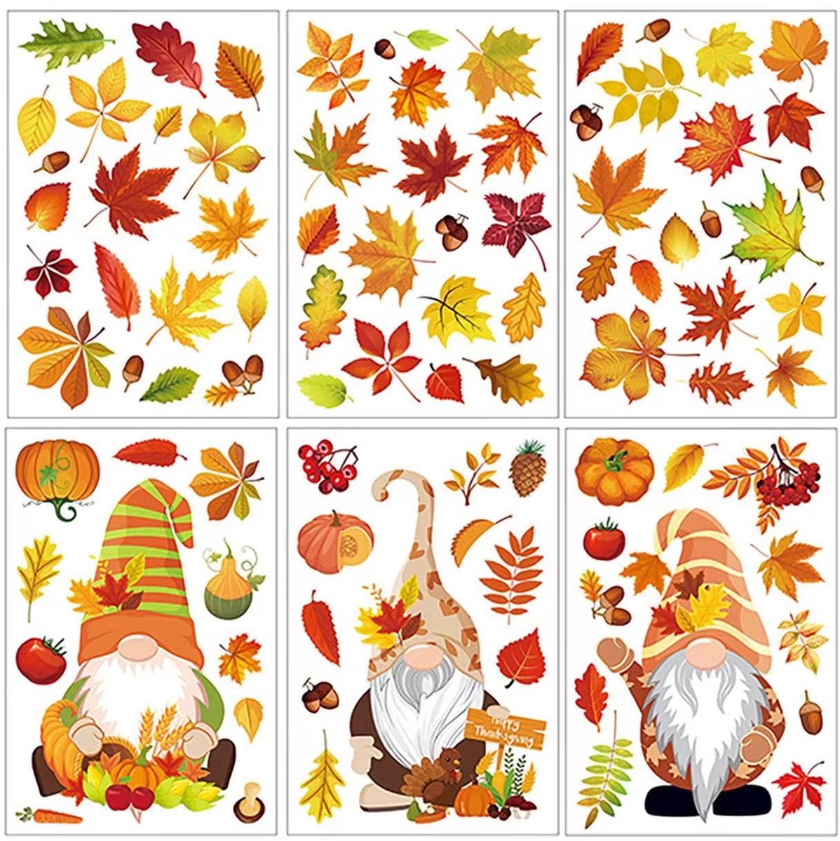 Neodtx Raamstickers Herfstbladeren - Zonder Lijm & Herbruikbaar - Voor Herfst & Thanksgiving multi
