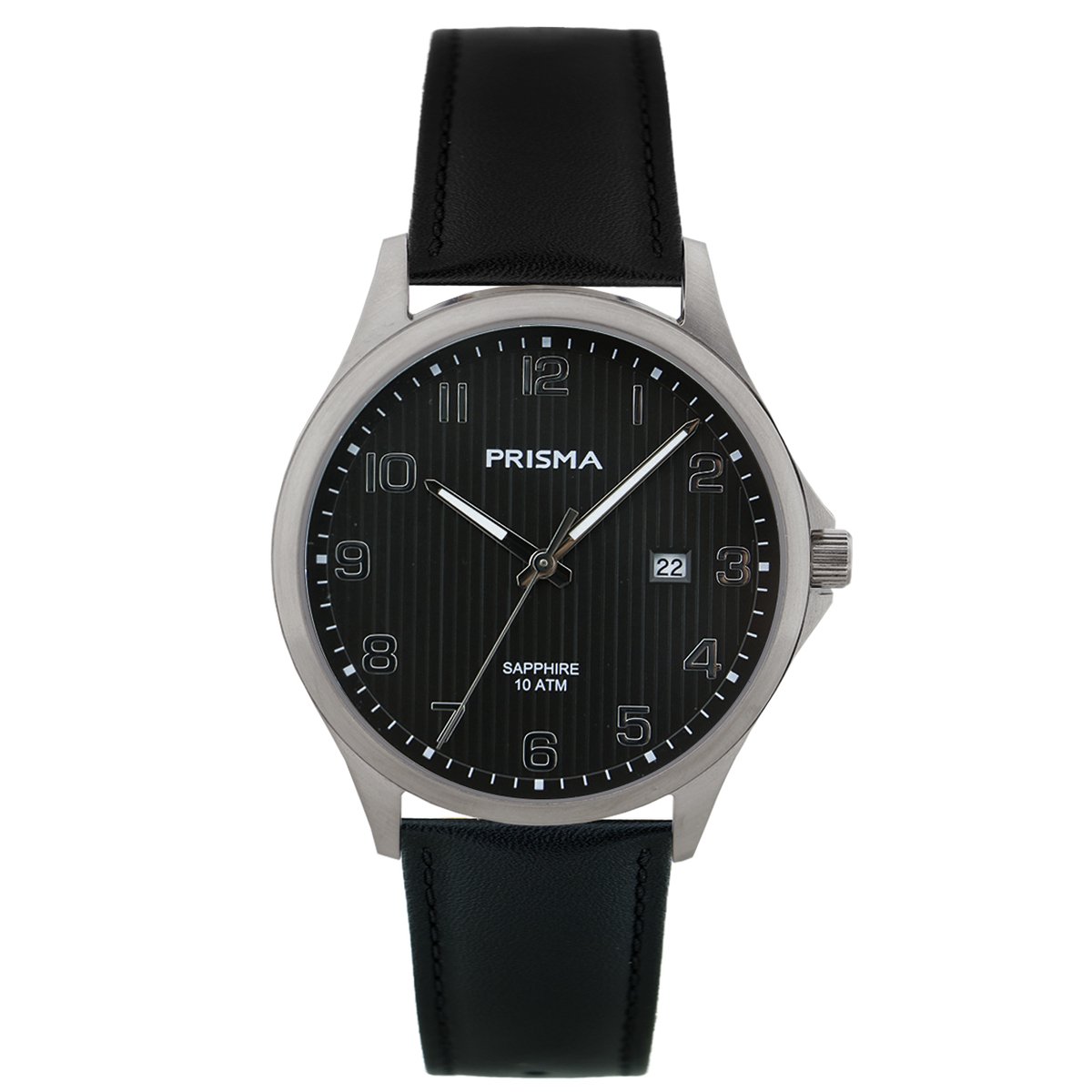 Prisma horloge P.1407 Titanium datum grijs-zwart 10ATM