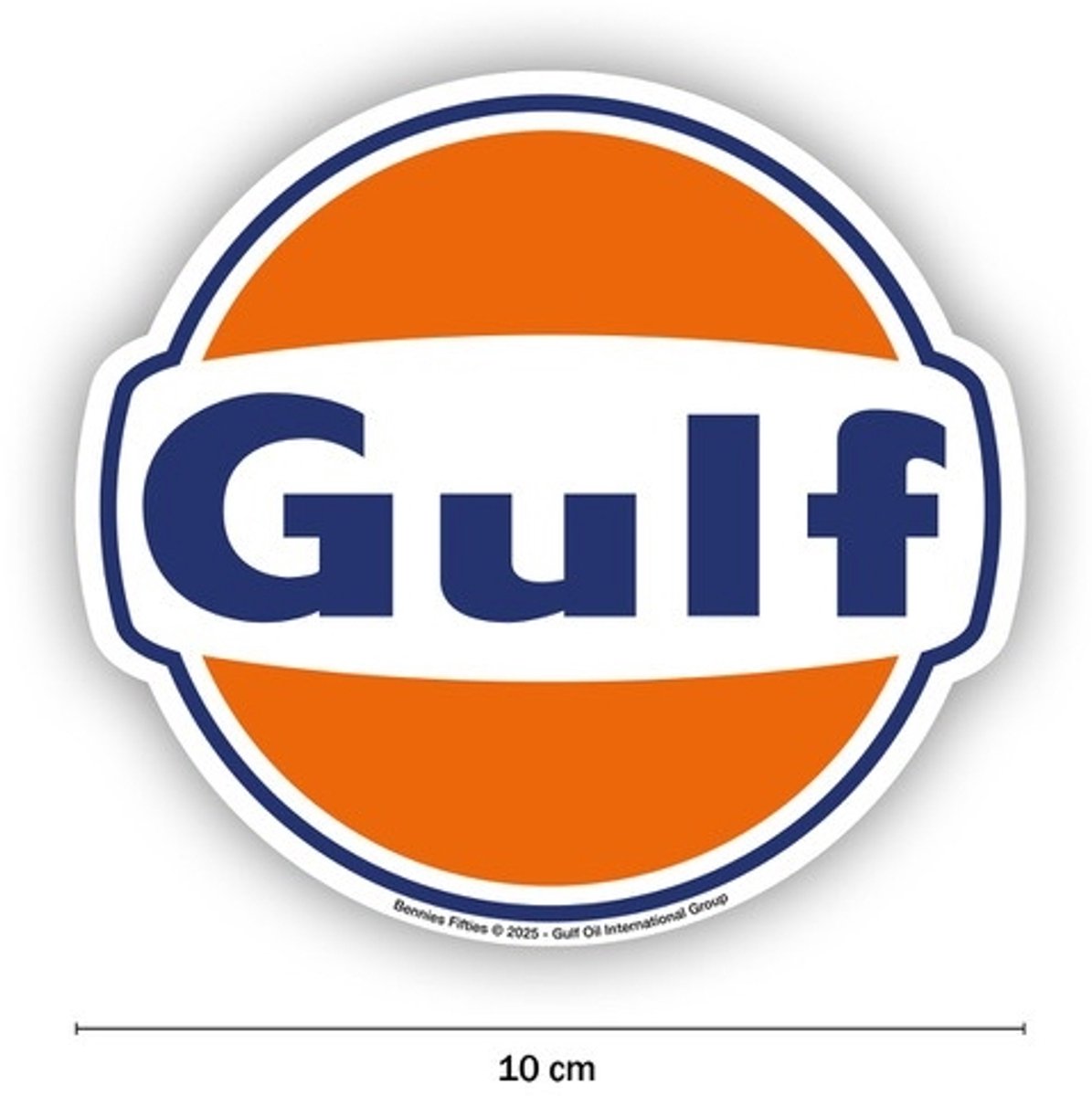 Gulf Logo sticker - Officieel gelicenseerd vinyl voor collectie - 10 cm
