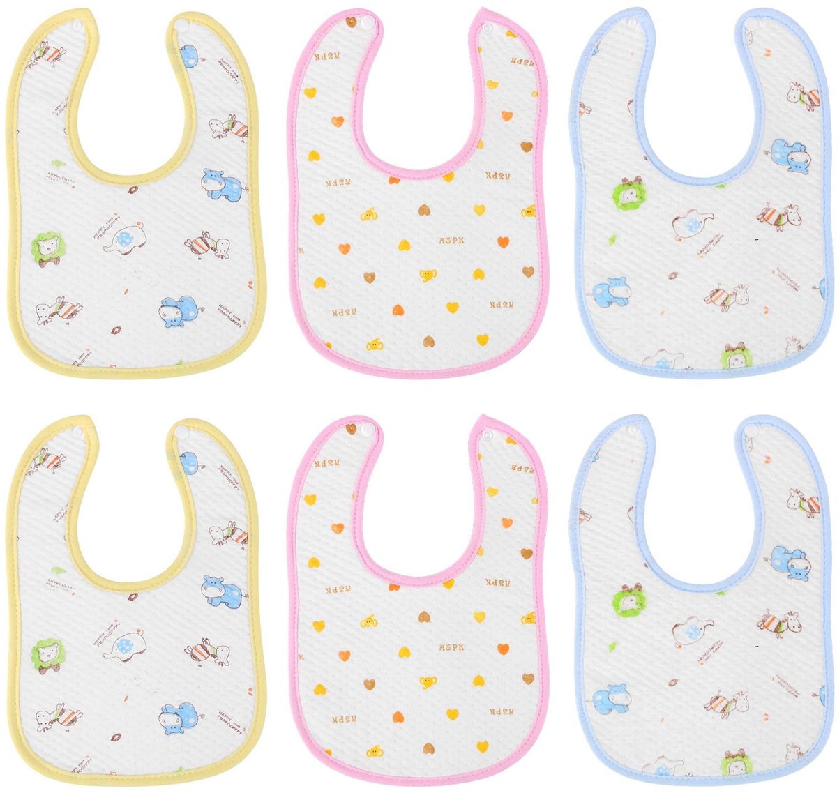 Baby Kwijlslabbetjes - Set van 6 - Mousseline - Zacht en Absorberend - Met Drukknoopsluiting - Unisex - Voor Baby's en Peuters