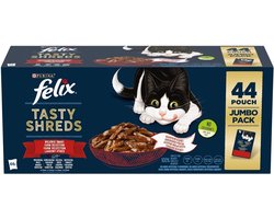 Felix Heerlijke Reepjes Farm Selectie - Kattenvoer natvoer - Rund, Kip, Eend, Kalkoen - 44 x 80g