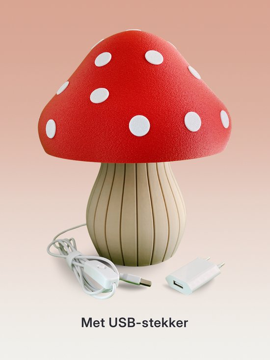 Droomlampje Paddenstoel – LED lampje met Zacht Rood Licht – Sprookjesachtig Design – Voor Kind & Babykamer – Droomlampjes Nachtlampje Paddenstoel