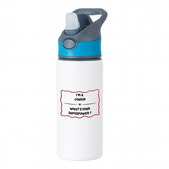 Botella De Agua Deportiva Gift Base - 600 Ml, Blanca, Con Mensaje "I'm A Doctor, What's Your Superpower?" | Incluye 2 Tapas, Lavar A Mano, Diseño Impreso Lateral