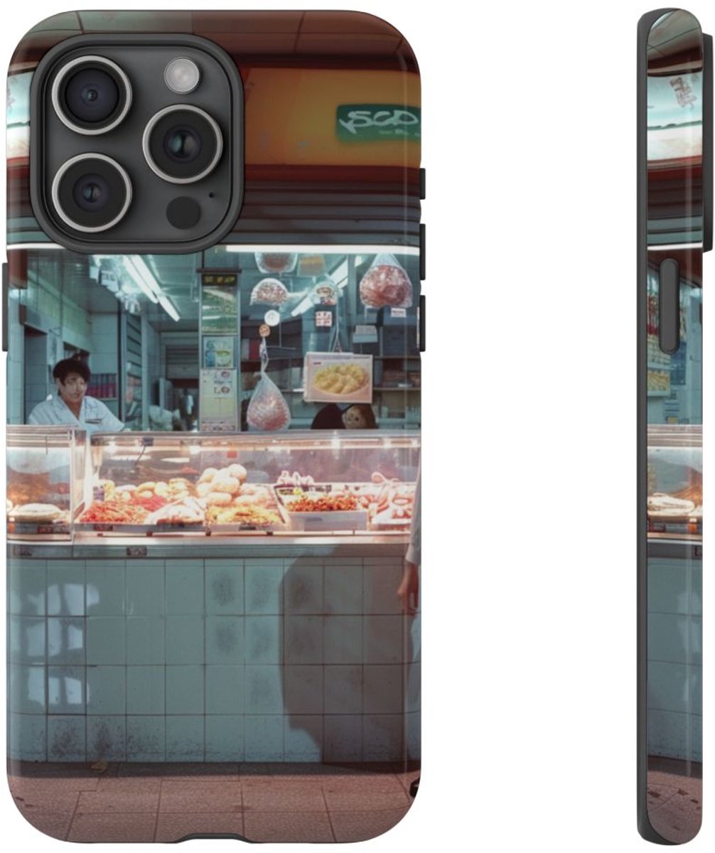 Straatvoedselkraam Tafereel – Telefoonhoesje Geschikt voor iPhone 15 Pro Max