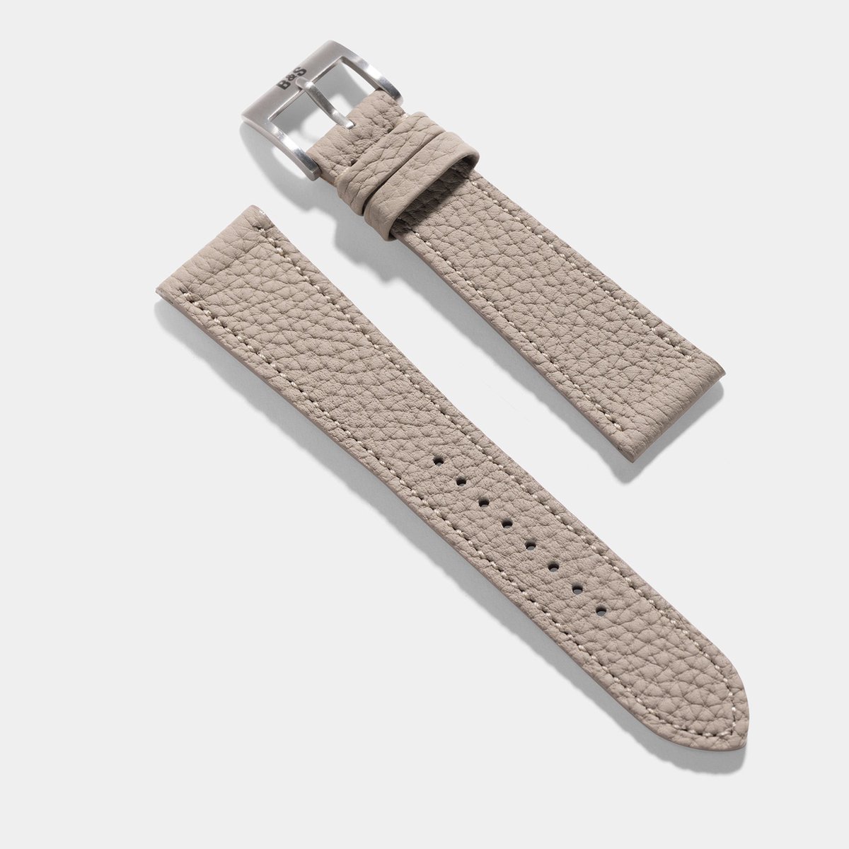 BS Leren Horlogeband Luxury - Togo Light Grey Tonal - 20mm