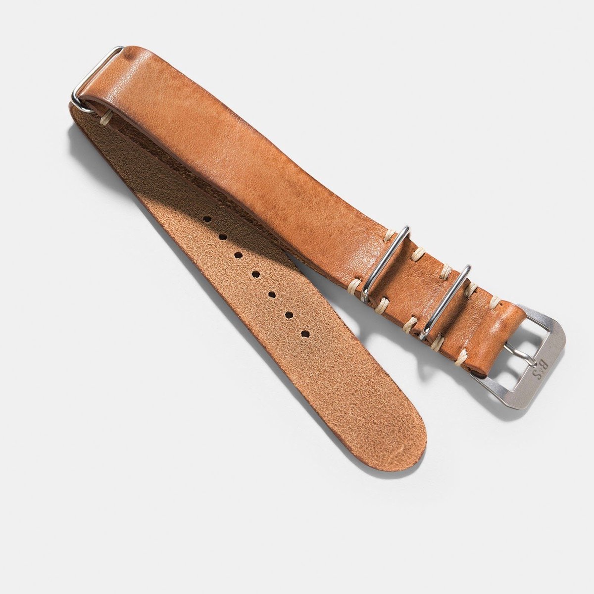 BS Leren Horlogeband Luxury - Caramel Brown Nato - 20mm