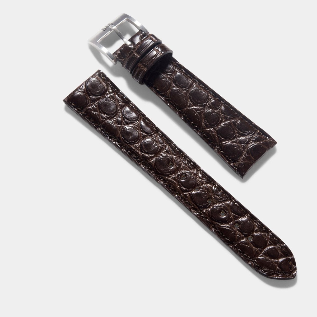 BS Leren Horlogeband Luxury - Dark Brown Alligator - 20mm