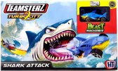 Teamsterz Turbo City Shark Attack Beast Machines – Lanceur de Trek en métal bleu – Collectionnez-les tous