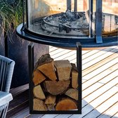 Brandhoutrek - Firewood Rack Metal Firewood Rack for Indoor and Outdoor 40 x 30 x 30 cm,
