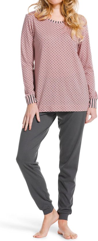 Pastunette dames pyjama - ''diamonds & smart stripes'' - 50 - Roze