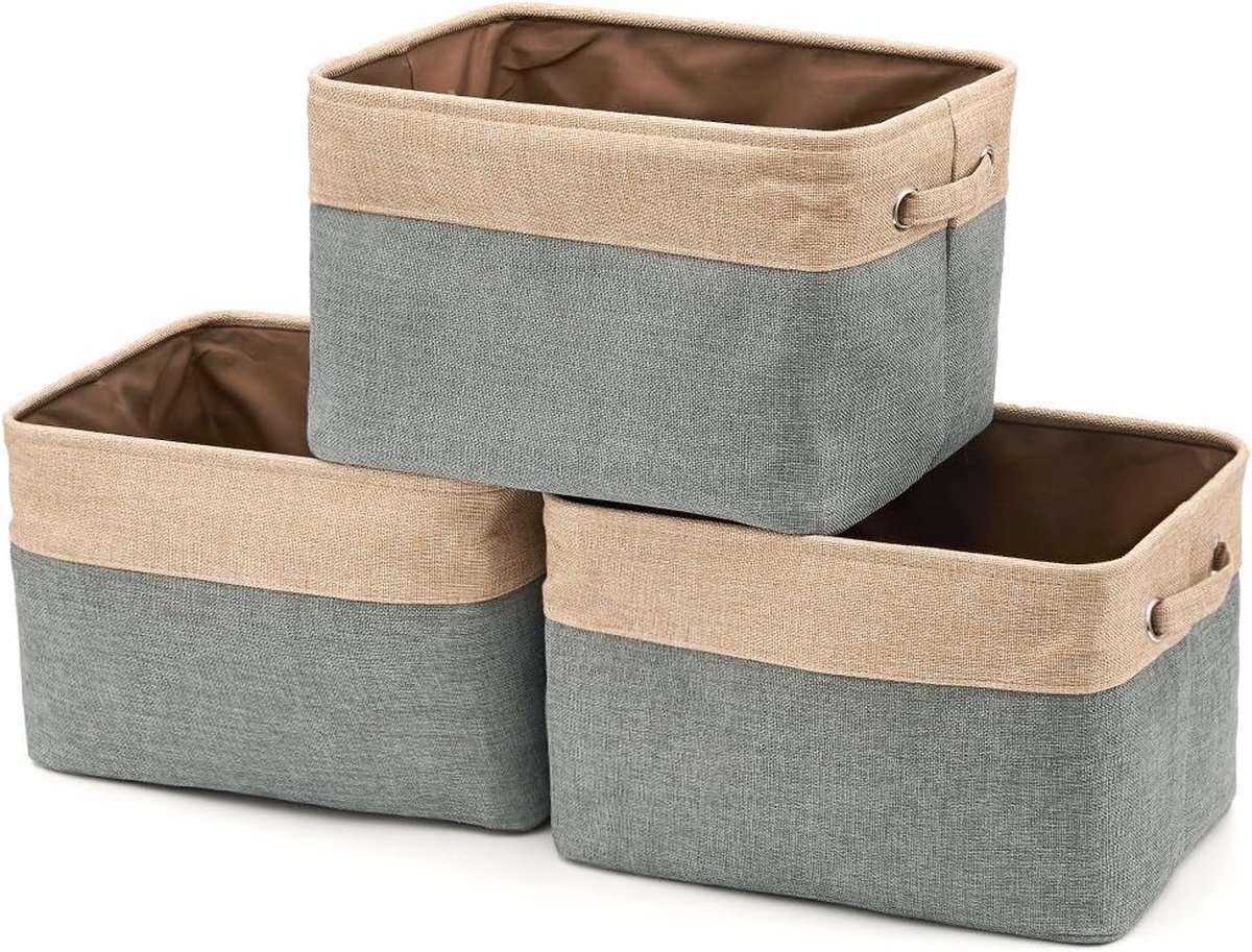 Opbergmand - 3 Stuks - Opbergbox - Inklapbaar - Met Handgrepen - Duurzaam - Cadeau