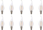 LED Lamp 10 Pack - Kaarslamp - Filament Flame - E14 Fitting - 4W - Natuurlijk Wit 4200K