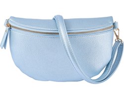 Nouka Metallic Lichtblauwe Dames Tas - Schoudertas – Crossbody – Buideltas - met Verstelbare & Afneembare Tassenriem / Schouderriem