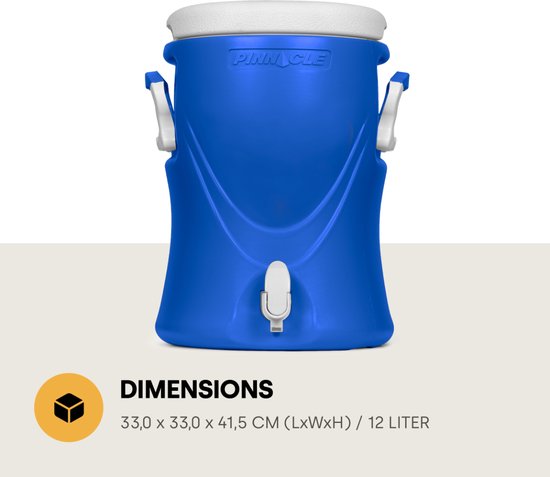 Pinnacle Platino 3 Gallon - Geïsoleerde Drankdispenser / Drankkoeler met kraantje - 12 Liter - Blauw van Pinnacle. — afbeelding 3