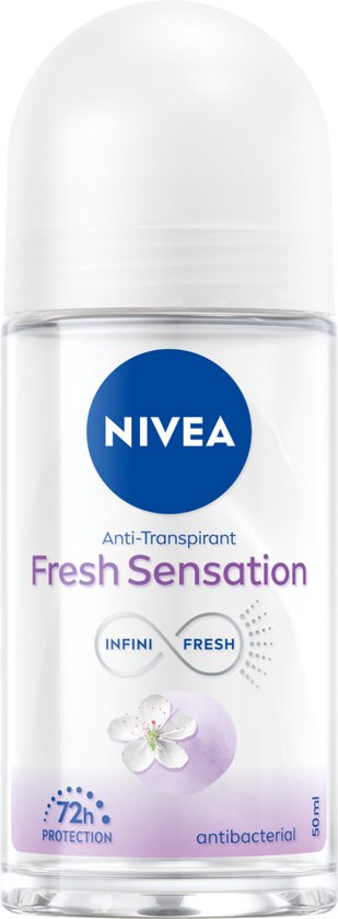 NIVEA Fresh Sensation Anti-transpirant Deodorant roller - 72 uur bescherming - Antibacterieel - Alcoholvrij - Geur van bloemen en bessen - 6 x 50 ml - Voordeelverpakking