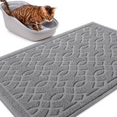 Kattenbakmat, 90 x 60 cm, waterdichte kattenbakmat, antislip kattenbakonderlegger, mat, eenvoudige reiniging, kattenbakmat, grijs
