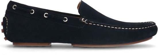 Manfield - Heren - Navy suède loafers - Maat 42