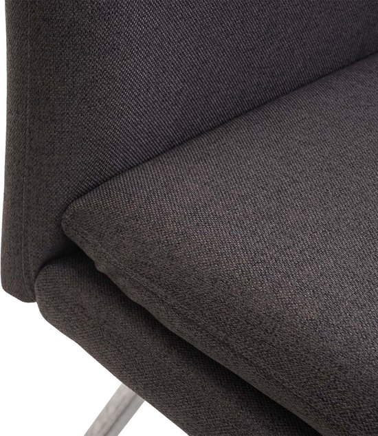 Canapé MCW-H70, canapé de salle à manger canapé rembourré, dossier tissu/textile acier inoxydable brossé ~ gris marron 180cm