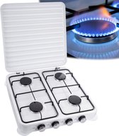 SMH LINE® Réchaud à gaz 4 brûleurs - Réchaud de camping - Réchaud à gaz - Wit