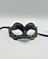 Venetiaans masker - Handgemaaks zwart glitter masker - zwart feest masker met gouden glitters - gala masker zwart met gouden glitters