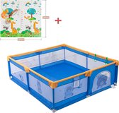 Parc K IKIDO - Playbox - Parc pour bébé - Parc pour bébé - Tapis de jeu inclus - Playbox avec 60x Ocean Balles - Parc rampant pour Bébé - Parc rampant pour Bébé - 200 x 180 x 65 cm - Blauw