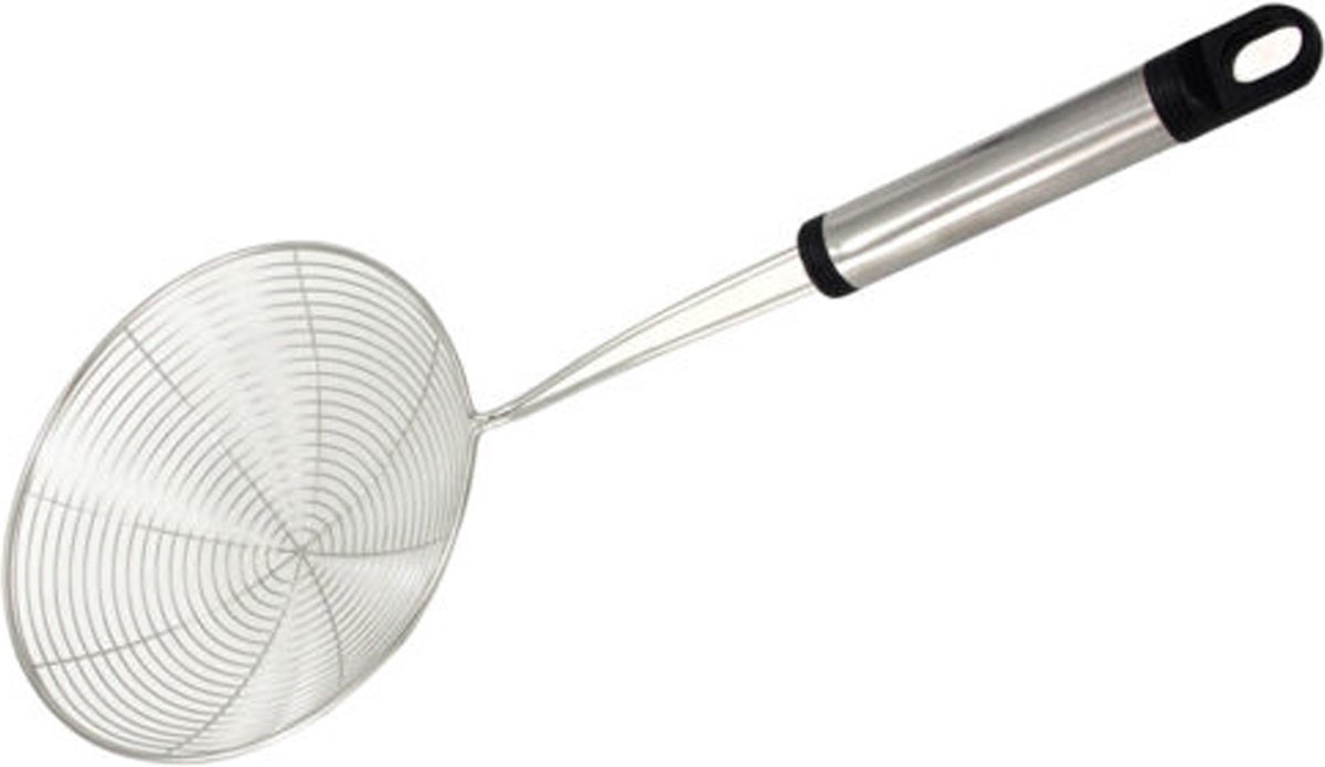 HIT Kookgerei schuimspaan opscheplepel - RVS/zwart - 37 cm - Keukengerei