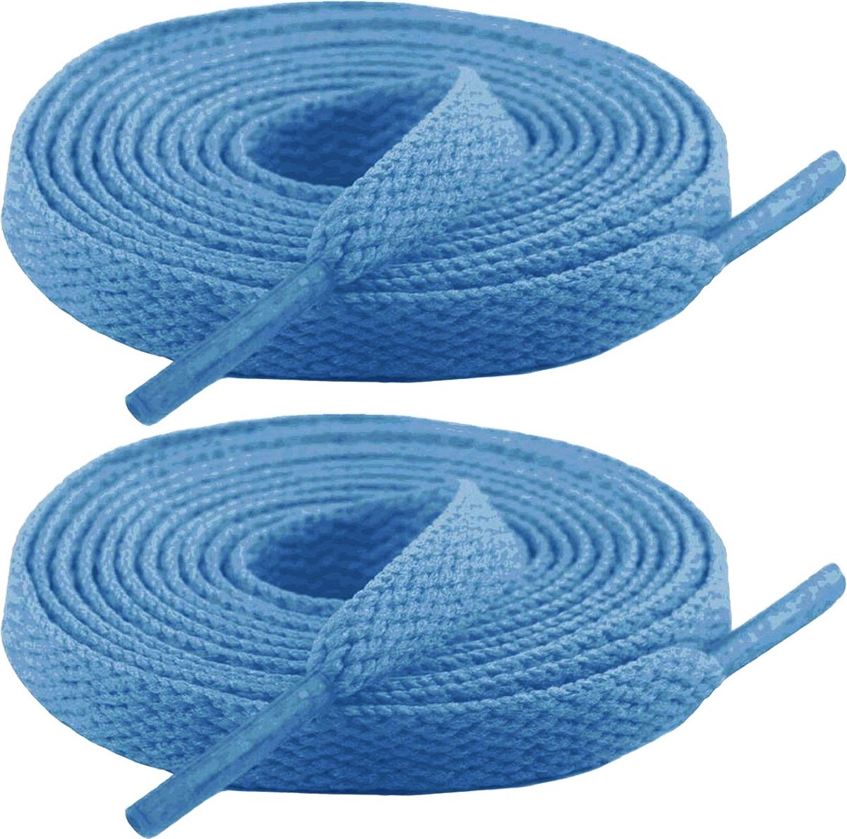 Fako Fashion - Schoenveters - Veters - Plat - 8mm - 120cm - 1 Paar - 2 Stuks - Lichtblauw