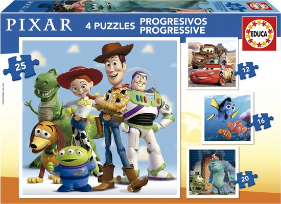 EDUCA - 4 progressieve puzzels - DISNEY PIXAR | bol