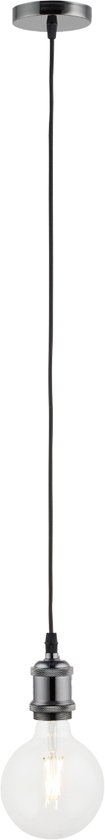 Pendel Zwart Titanium - Inclusief Lichtbron Helder - Vintage - 1.5m Snoer - Met Plafondkap