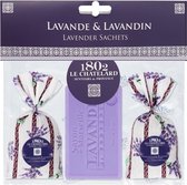 2 geurzakjes lavendel (18G) en een lavendelzeep (100g) Lavendel van Le Chatelard 1802