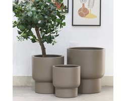 Bloempot Roskilde Medium | Plantenbak | Taupe | Ø45xH50cm