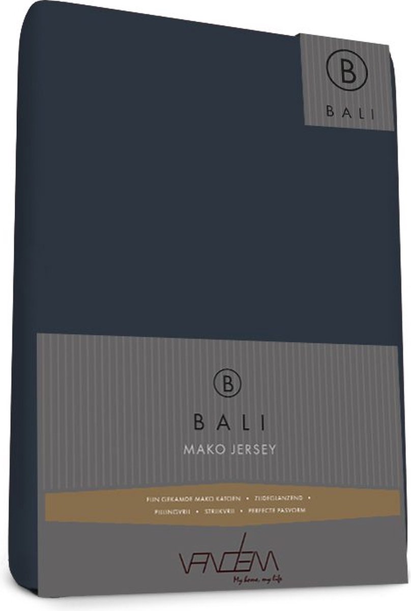 Bali - Van Dem - Mako Jersey - Splittopper Hoeslaken - 160 x 210 cm - marine