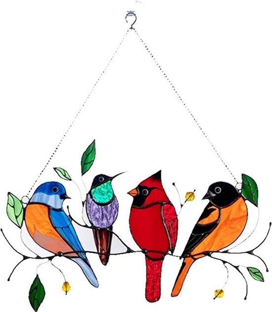 Decoratie-decoratieve hanger-hanger-Raamdecoratie Veelkleurige vogels aan draad-raamdecoratie-ornamenten
